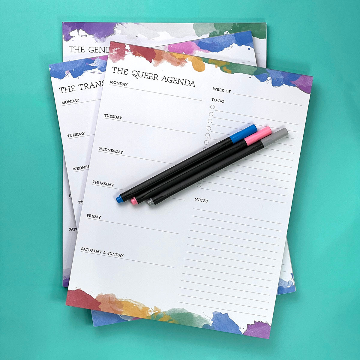 Weekly Agenda Notepad: Watercolor