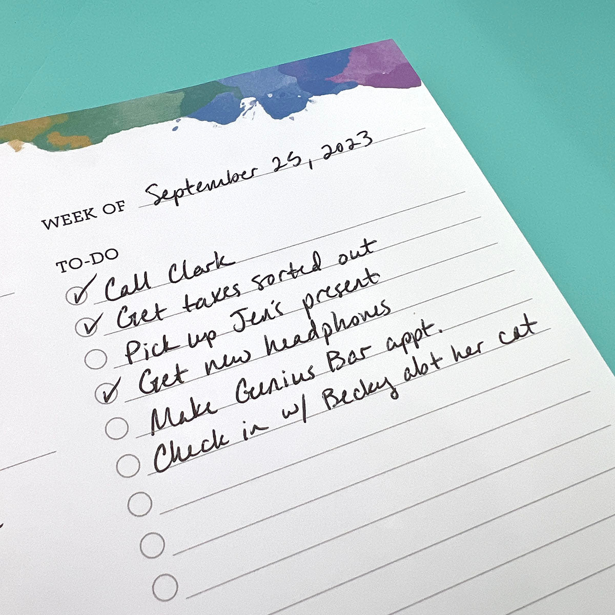 Weekly Agenda Notepad: Watercolor